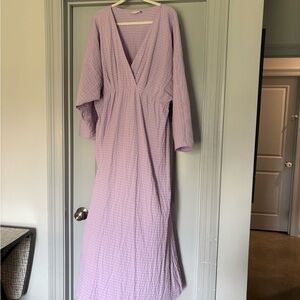 Lavender Wrap Maxi Dress - Women's Lightweight Textured Dress